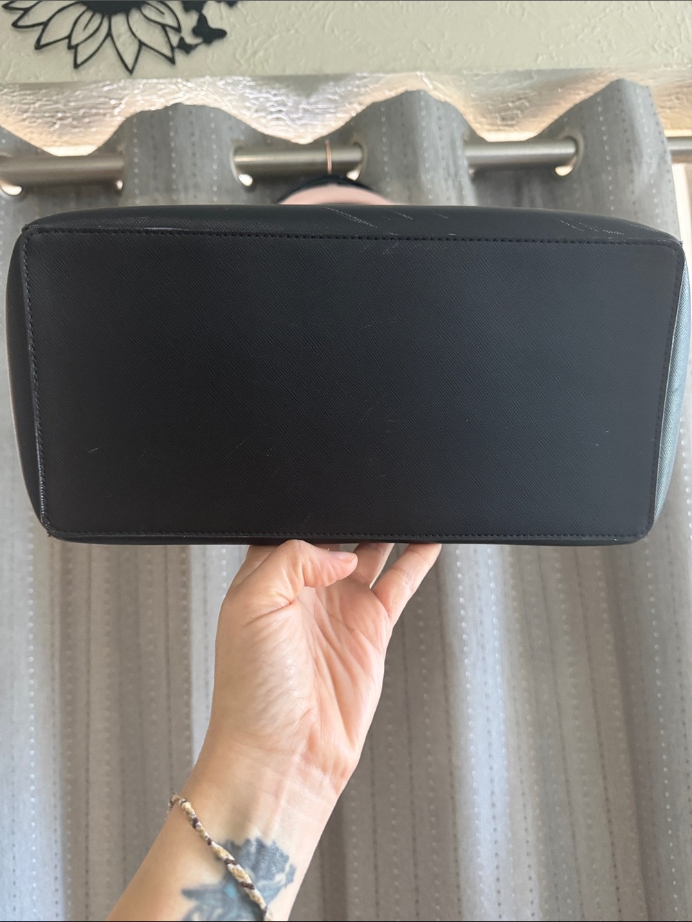 kate spade Black Leather Tote with White Daisy Charm - Picture 10 of 16